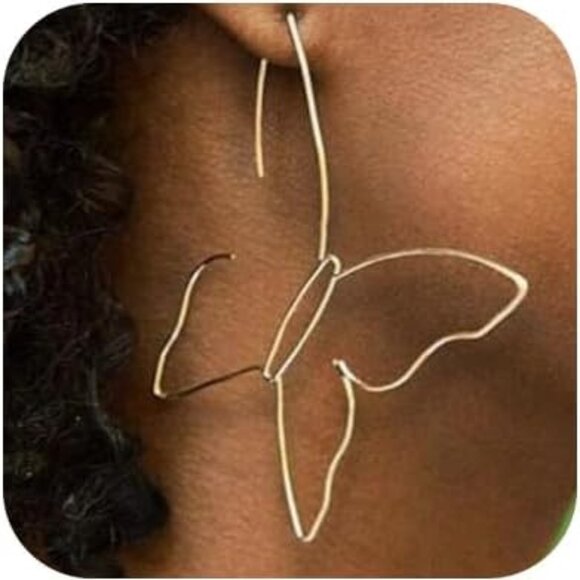 Jewelry - Fashion Women Bohemian Gold Big Butterfly Earrings Tassels Long Chain Drop Dangl